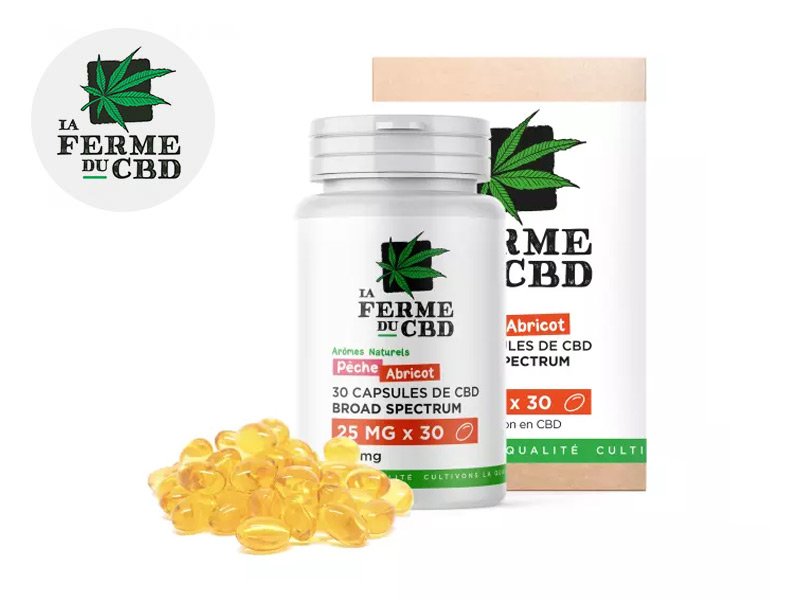 Gélules CBD Pêche-Abricot (750mg) 25% La Ferme du CBD